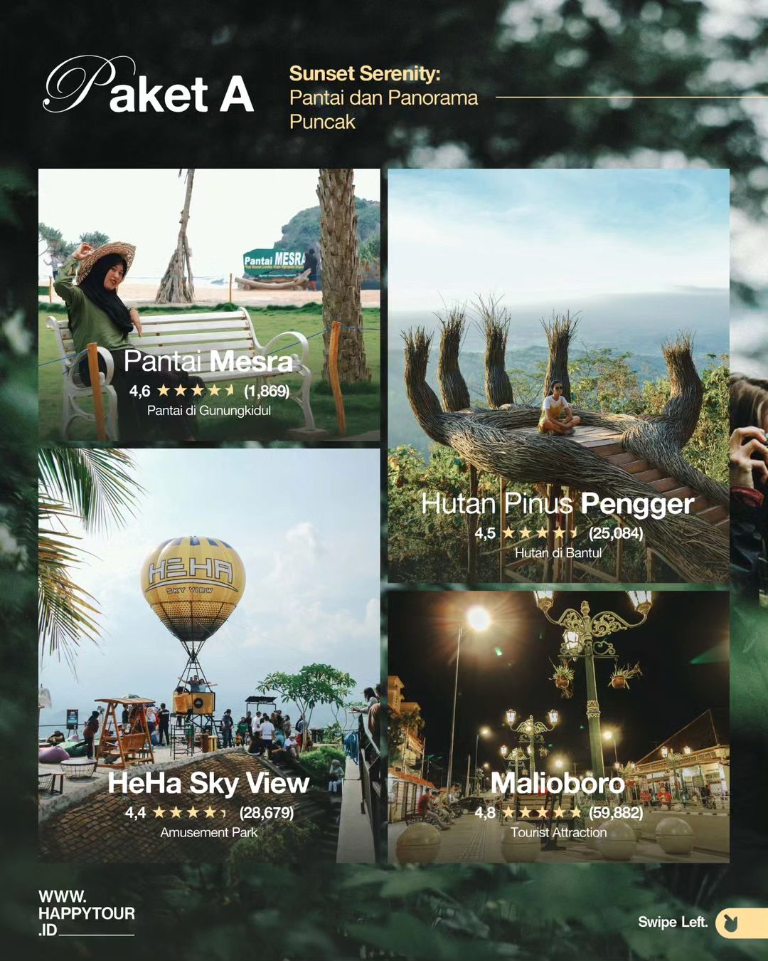 Paket wisata Jogja - Sunset Serenity Paket A: Pantai Mesra, Hutan Pinus Pengger, HeHa Sky View dan Malioboro